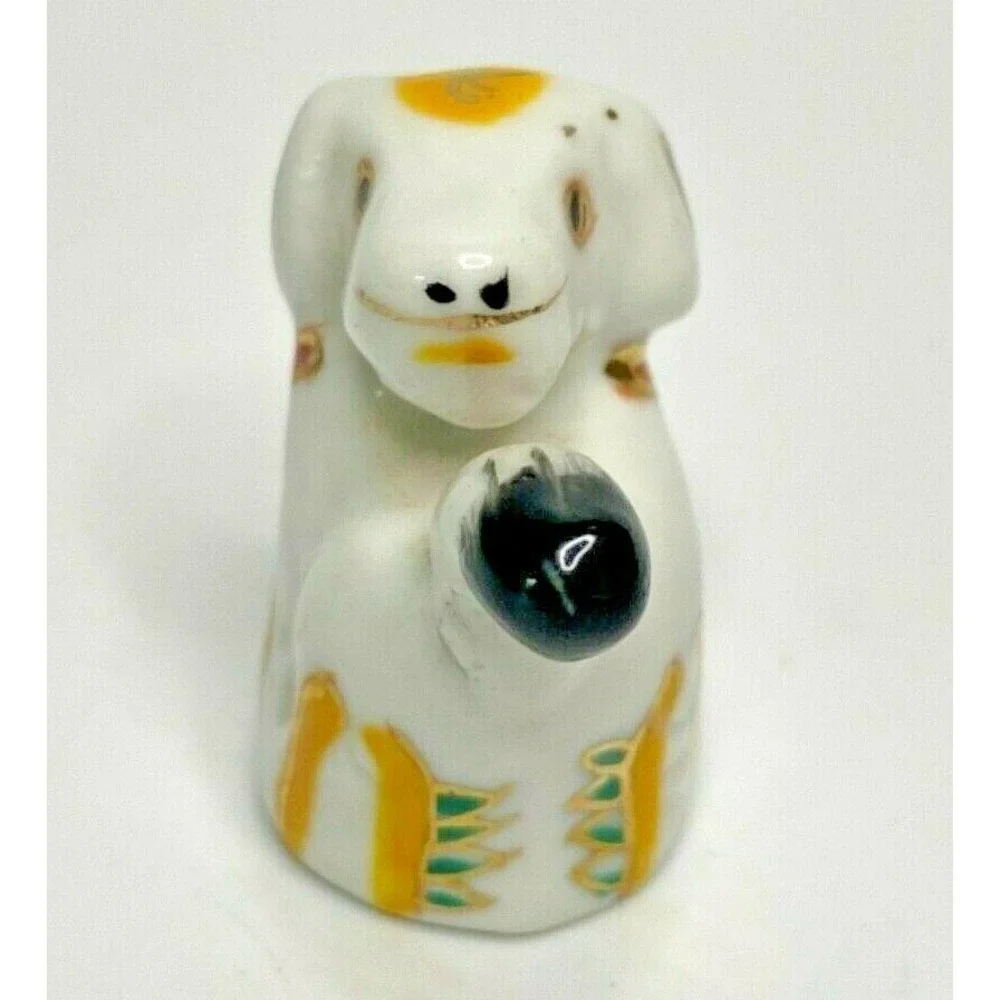 Vintage Chinese Hand Painted Zodiac Animal Shaped Thimble Porcelain 